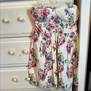 Derek Heart Strapless Floral Dress